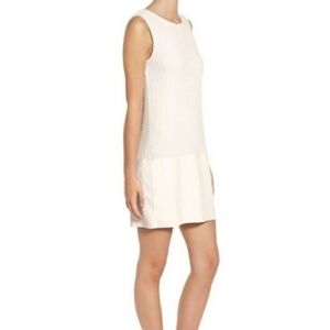 Bailey 44 White Mesh Faux Leather Shift Dress Medium